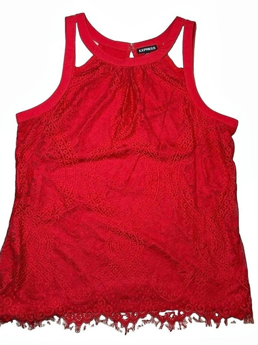 Express Paisley Lace Trim Tank Top